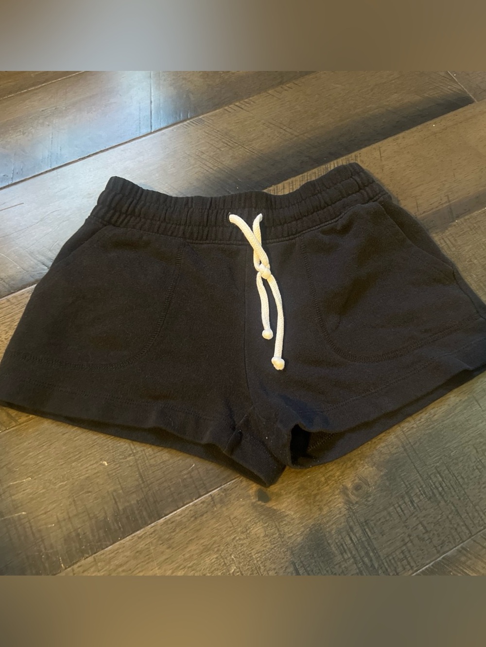 SO Black Women's Athletic Drawstring Shorts with White Cord